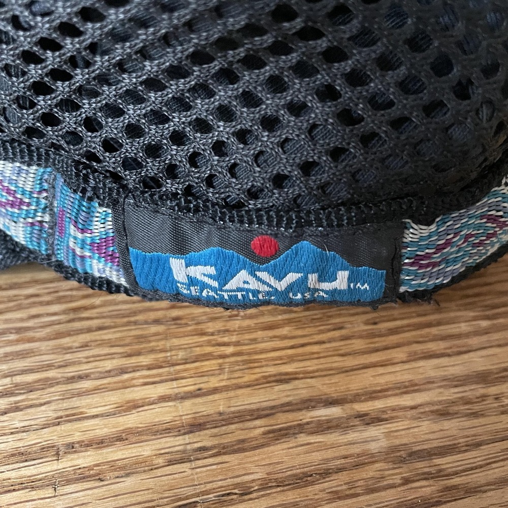 KAVU Hat Cap Strap Back Mens Small Green Black Mesh Webbing Strapcap Made in USA - Picture 3 of 7